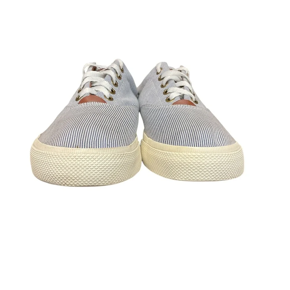 Polo Ralph Lauren Vaughn Pinstripes Blue White Boat Shoes‎ Sneakers Size 9D